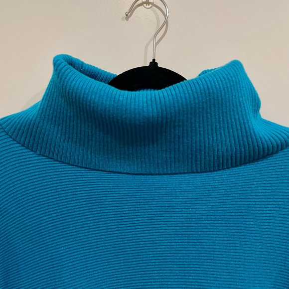 Women's Teal High Low Oversized Batwing Turtleneck Sweater Size Small - Picture 6 of 9